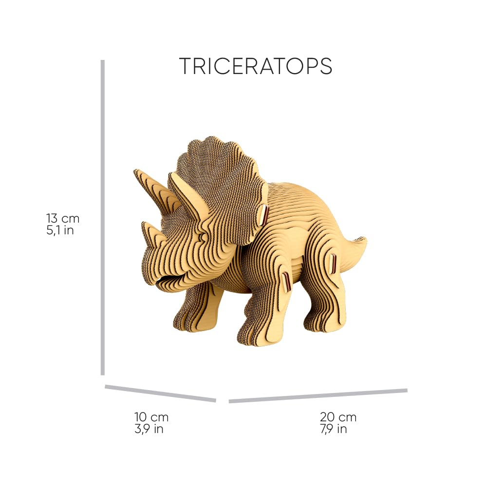 Dinosaurios Trio Puzzle 3D de Cartón – Set 3 en 1, 312 Piezas, Cartón Reciclado Sin Plástico, Escultura DIY para Pintar, Idea de Regalo