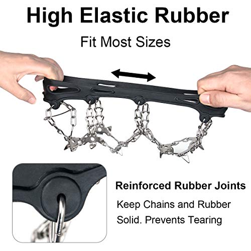 Crampons Ice Cleats Traction Snow Grips for Boots Shoes Women Men Kids Anti Slip 19 Stainless Steel Spikes Safe Protect for Hiking Fishing Walking Climbing Mountaineering M Size