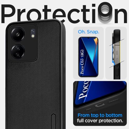 Image of Jkobi Back Cover Case for Poco C65 (Textured Grip Design | Camera Protection | Slim and Light Weight | Soft Touch and Feel | Black)