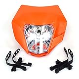 Material: plástico PP Lámpara de Cabeza de Faro Universal Luz Carenado Street Fighter Máscara Luz de Marcha Diurna Luces de señal de Vuelta para EXC250 SX250 SXF250 EXC450 SX350 SXF450 EXC525 640LC4 Naranja