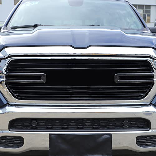 Image of Carbon Fiber Front Grille Inserts Trim Cover Grill U Bar Cover Frame Decoration Exterior Accessories for Dodge RAM 2018 2019 2020 2021 2022