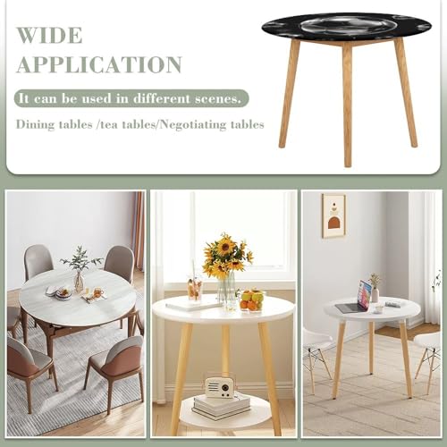Nappe ronde ajustée élastique imperméable noire lavable pour table de jardin - 4
