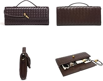 JYG Woven Handbag for Women Fashion Evening Shoulder Bag PU Leather Handmade Clutch Purse Casual Crossbody Bags 2024