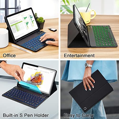 Lively Life Backlit Keyboard Case for Samsung Tab S6 Lite 10.4", Magnetic Detachable Illuminated Keyboard for Tab S6 Lite 10.4" 2020 (SM-P610/P615), 2022 (SM-P613/P619), with Slim PU Case, Black