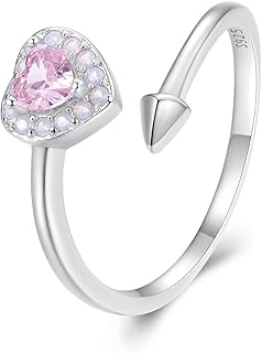 Joyería de plata esterlina, anillo de estado de ánimo de corazón de oro rosa minimalista, cambio de color de cristal, tamaño de piedra ajustable para mujeres y niñas