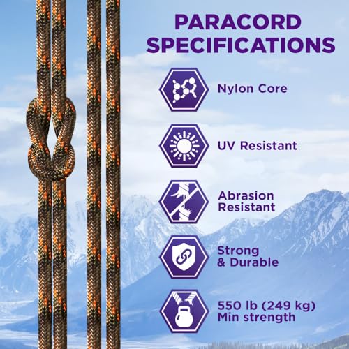 Image of TECEUM Reflective Paracord Rope 1000 - 1000ft /200ft /100ft /50ft - 40+ Colors - Glow in the Dark - para Cord - Utility Rope for Survival, Hunting & Camping Gear - Nylon String, Camping Rope, Tent Cord