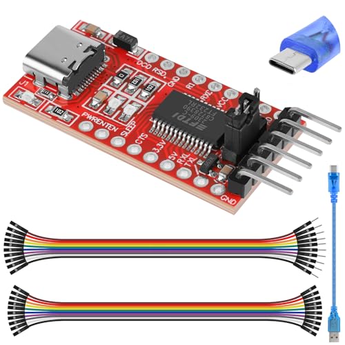 YELUFT USB to TTL Serial Converter Adapter with Type-C Data Cable, Support 3.3V 5V FT232RL Module FTDI Breakout Board for Arduino