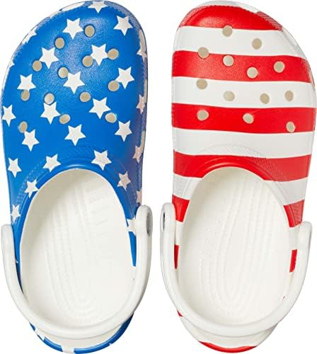 Crocs Unisex Classic American Flags Clogs, White/Multi, 3 Men/5 Women