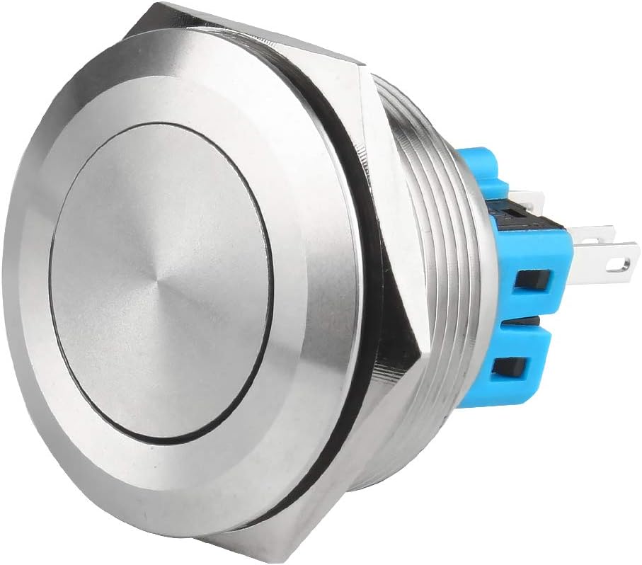 Larcele Push Button Switch 28mm Waterproof Momentary Metal DIY Switch,Large Size,1 Piece JSANKG-15