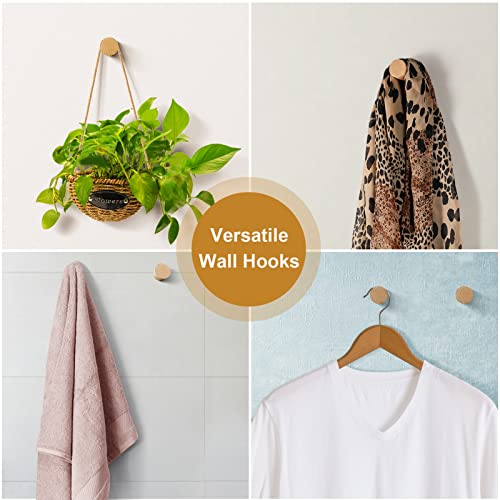 Bsdonte Wood Wall Hooks 6 Pack, Natural Wooden Coat Hooks Wall Mounted, Handmade Rustic Hat Hooks Heavy Duty Entryway Wall Hangers For Hanging Towels, Clothes, Bags (Beech Wood) #TOP3