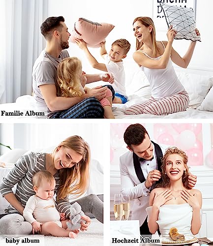 LOVEER Selbstklebende 10x15 Fotoalbum Einkleben und zum Selbstgestalten Groß leinen Photoalbum mit 60 Weißen Seiten, für Hochzeit Jahrestag Geburtstag Geschenke mit Einem Kugelschreiber, 33x32cm