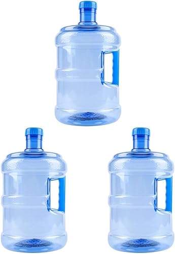 Hemoton Jarra de agua de 1.3 galones, jarra de agua de 1.3 galones, 3 botellas de agua con asa, cubo de almacenamiento de agua de plástico, jarra