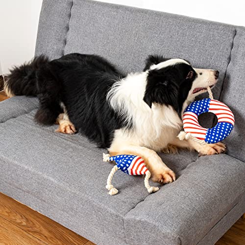 Mr.baby Dog Squeak Toys Doughnuts And Star Toys,American Flag Plush Party Toy For Dogs,Large Durable Plush Puppy Chew Dog Toys For Small,Medium,Large Dogs,4Th Of July Decorations #TOP4