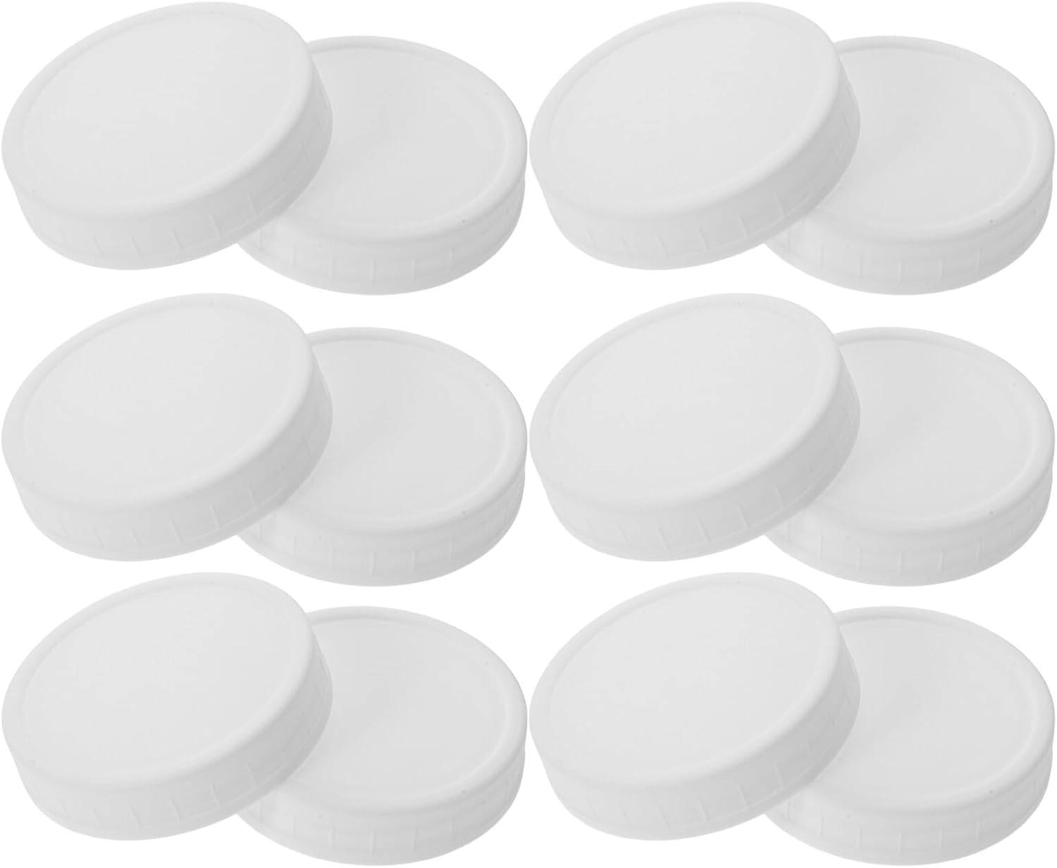 Pack of 12 86 mm White Plastic Preserving Jar Lids Leak-Proof Wide Mouth Lid with Silicone Seal Reusable for Storage Jars Freezer Storage