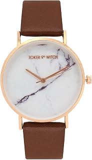 Joker & Witch Faux Leather Women Hannah White Marble Dial Tan Analog Watch, Band_Gold Price In India