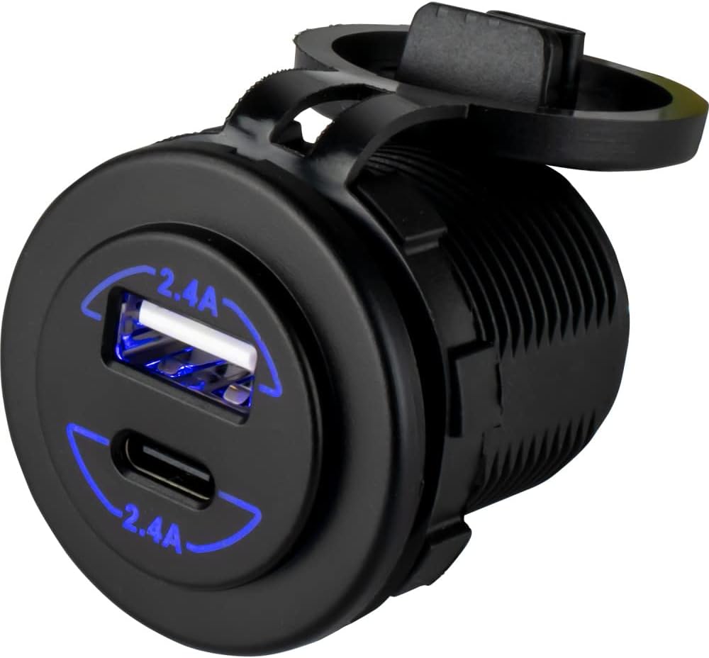 Sea-Dog 426516 Round Dual USB C/USB A Socket
