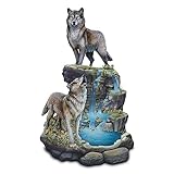 The Bradford Exchange Majestic Encounter Illuminated Wolf Sculpture by Artist Al Agnew Featuring Lifelike