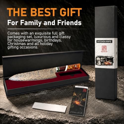 Japanese Chef Knife 9-Inch, 67 Layers Copper Damascus Knife with VG10 Core, Razor Sharp Kitchen Knife with Resin Octagonal Handle, Professional Mokume Gyuto Knives for Sushi cuisine, Ideal Gifts — view 7