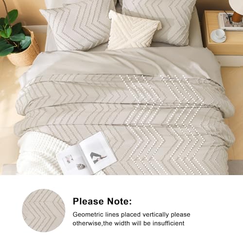 Litanika California King Size Comforter Set with Sheets Beige - 7 Pieces Bed in a Bag Cal King Chevron Tufted Complete Bedding Sets with Comforter, Sheets, Pillowcases & Shams by Litanika - Image 7