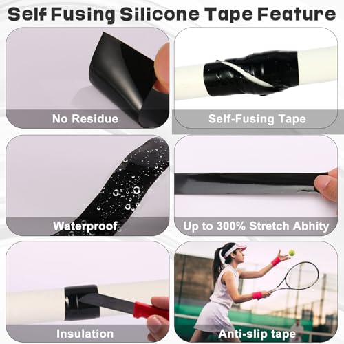 Image of Self Fusing Silicone Tape Plumbing & Hose Repair Leak Stop 1 inch x33' | Rescue self amalgamating tape,Stops water leaks on pipes,garden hoses,Sealing Pipes,Wire Harness Wrapping,Automotive,Black