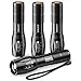 Pack of 4 Tactical Flashlights, BYBLIGHT 800 Lumen Ultra Bright XML-T6 LED Flashlight with 5 Modes, Zoomable, Waterproof, Handheld Small Flashlight for Outdoor Camping, Fishing and Hunting (Black)