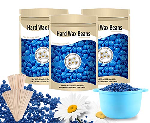 ViiLife Wax Beans Hair Removal 10.6oz /300g for Women and Men Using for Brazilian Underarms Back,Chest, Bikini Areas and Legs, Large Refill Pearl Beads with Silicone wax pot