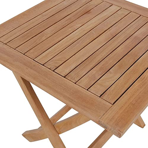 Eco Living Patio Folding Side Table, Solid Teak Wood Patio Foldable Dining Table, Outdoor Teak Square Portable Side Coffee Table Ideal For Backyard, Front Porch, Balcony And Patio (Teak) #TOP3