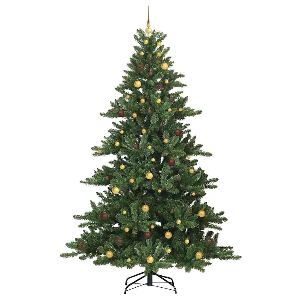 Künstlicher Weihnachtsbaum, grün, 240 cm | PVC und Stahl, 1230 Spitzen, 300 warmweiße LEDs, Metallbasis, nur innen