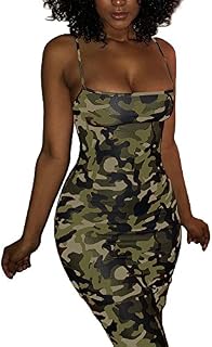 VANCOL Women Sexy Bodycon Spaghetti Strap Camouflage Evening Party Cocktail Short Mini Dress
