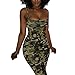 VANCOL Women Sexy Bodycon Spaghetti Strap Camouflage Evening Party Cocktail Short Mini Dress (Army Green, XL)