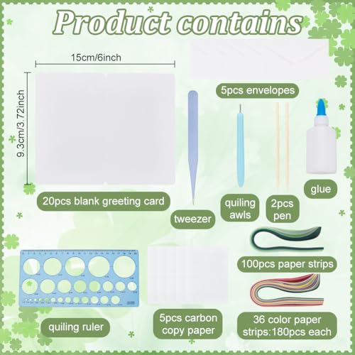 WEBEEDY 20 conjuntos de kit de quilling de papel DIY para adultos, 5 estilos, kit de confecção de ca