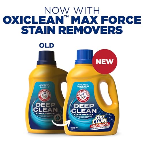 ARM & HAMMER Deep Clean Stain Formula OxiClean Max Force Liquid Laundry Detergent, Sparkling Clean Scent, 75 Fl Oz, 50 Loads