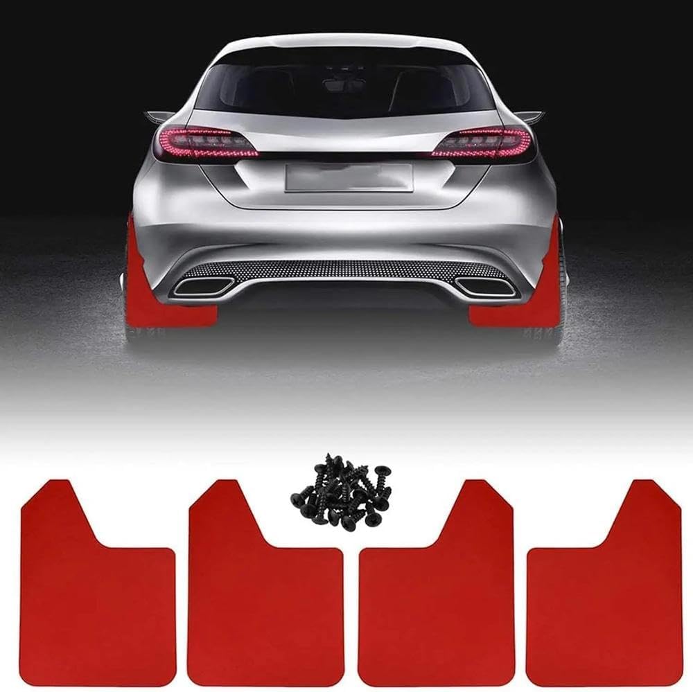 Car Splash Proof 4Pcs Universal Basic Mud Flaps Set Black/Red Car Mudguard Splash Guards With Accessories For Trucks Cars Suvs Vans(Black)
