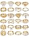 KISS WIFE Gold Silver Black Kunckle Rings Set for Women , Dainty Simple Trendy Cute Stackable Finger Rings Pack, Perfect for Stacking Layering on Thumb and Knuckle, Mixed Size, Jewelry Gift (Gold-Enameled 1)