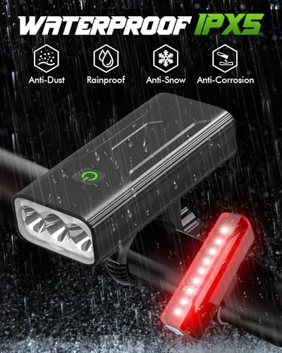 Victoper Luz Bicicleta Delantera 1500 Lumenes, 6 + 4 Modo Luces Bicicleta Potente IPX5 Luces LED Luces Bicicleta Delantera y Trasera Impermeables USB Recargables - imagen 6