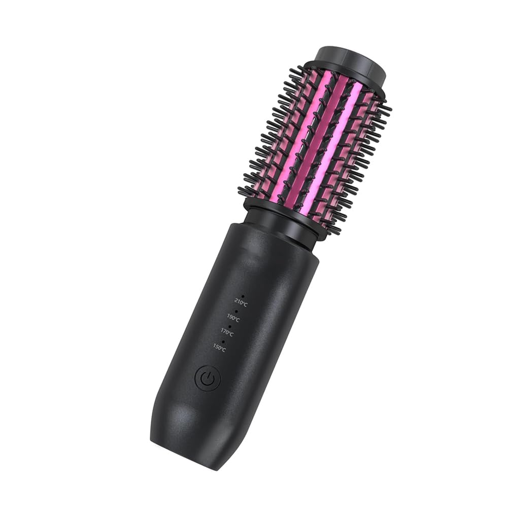 Fer à Boucler Sans, Mini Peigne Lisseur Chauffant de Voyage, Fer à Boucler Portable, Brosse Chauffante B