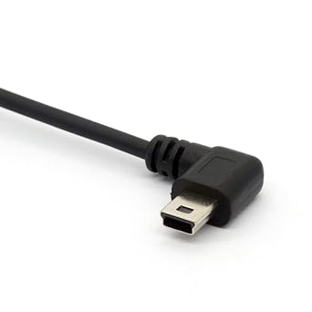 Coiled Mini USB Cable, 90 Degree Spring USB 2.0 to Mini USB Cable Cord, Right Angle Charging and Sygn Mini USB Adapter Lead 1.5meter