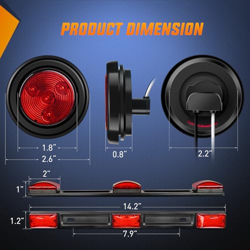 Image of Nilight LED Trailer Light Kit 6 Inch Oval Stop Turn Taillight 2 Inches Round Red Amber Side Marker Lights 9 LED ID Bar for 12V RV Camper Caravan Truck Bus Boat