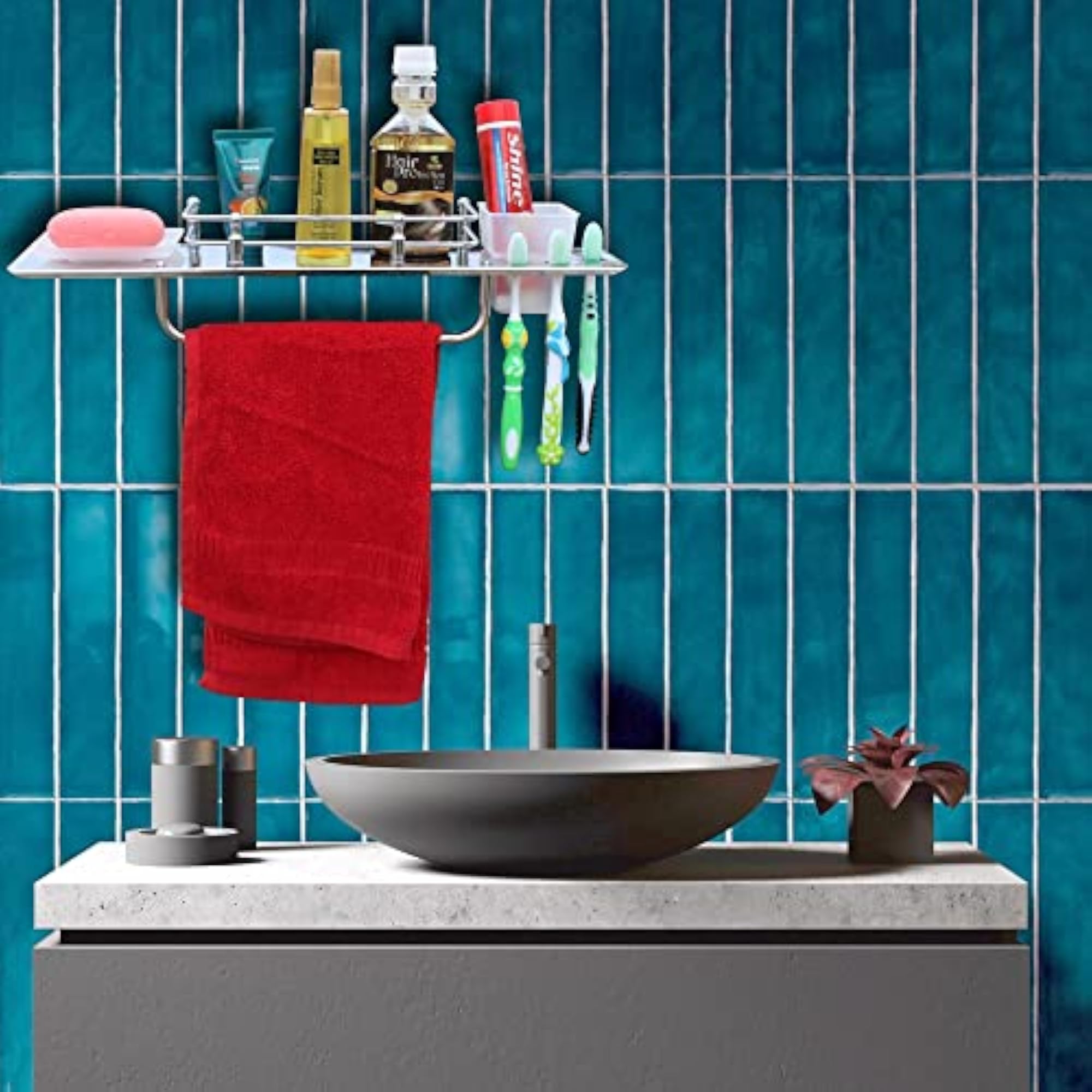 Stainless Steel 5 in 1 Multipurpose Bathroom Shelf
