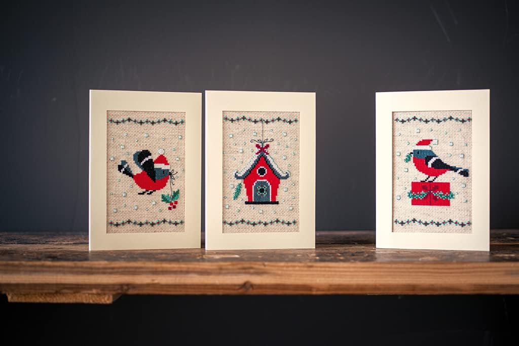 Vervaco Cross Stitch Xmas, Yard, Christmas Bird and House (18 Count)