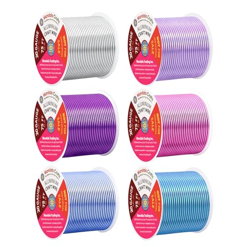 Image of Mandala Crafts 20 GA Turquoise Pink Assorted Anodized Aluminum Craft Wire | 450 FT, Colored, Flexible, Bendable for Bonsai Armature Sculpting Wire Wrapping Jewelry Making, Weather & Tarnish Resistant