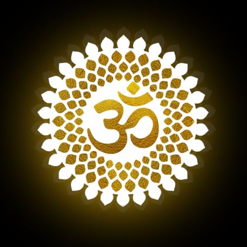 Image of BISWAS Brother OM Mandala Wall Back LED Light Wall Decor A Well-Designed Home Should A Story:18X18Size Color: Brown & Golden Yellow,White & Golden Yellow (White, 18x18 inch)