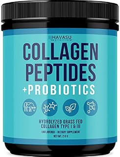 Havasu Nutrition Collagen Peptides Powder + Probiotics for Women and Men; Unflavored Grass-Fed