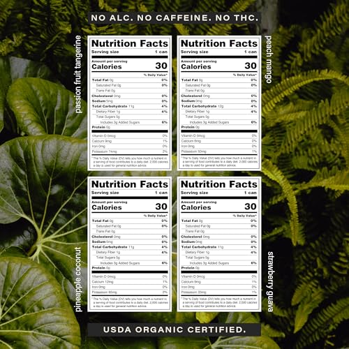Hiyo Organic Social Tonic – Tropical Pack, 12 Pack - N.A. Functional Seltzer, Sparkling Water Crafted with Organic Adaptogens, Nootropics & Botanicals