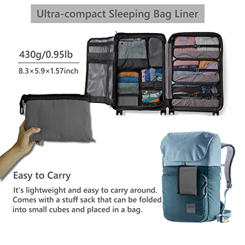 Jiveler Lightweight Sleeping Bag Liner Camping Travel Sheets Ultralight Sleeping Bag Sack For Backpacking Hiking Hotel Hostels And Traveling, Stuff Sack Included (Dark Gray) #TOP4