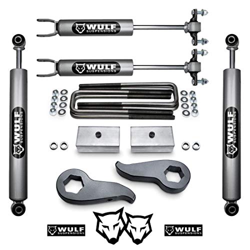 WULF 3  Front 2  Rear Leveling Lift Kit with Shocks compatible with 2011-2019 Chevy Silverado GMC Sierra 2500HD