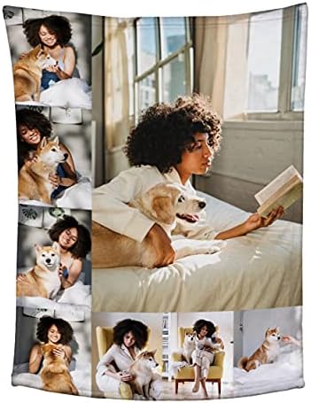 MLMYH Custom Blanket, Personalized Throw Blanket, Customized Blankets with Photo Text Collage, for Family Friends Kids Birthday Wedding Christmas Personalized Gifts, 8 photos 80x120cm