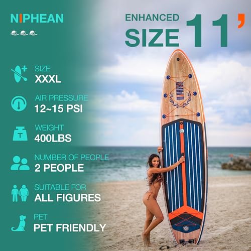 Niphean (Extra Large) Inflatable Paddle Board, SUP for 2+1 People/Family, Stand Up Paddle Board with (Beginner Friendly) Balanced Wing, Waterproof Phone Pouch, Paddle Boards for Adults, Gift Ideas - Thumbnail 2