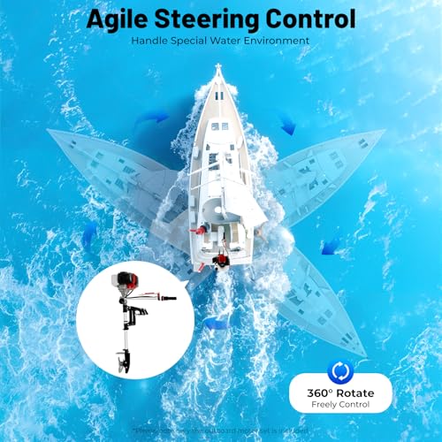 2.3HP 2-Stroke Outboard Motor for Fishing Boats, 52CC Gasoline Engine with Forced Air Cooling Single Cylinder Portable Boat Engine for Inflatable Kayaks Dinghies Small Watercraft Anglers - Thumbnail 5