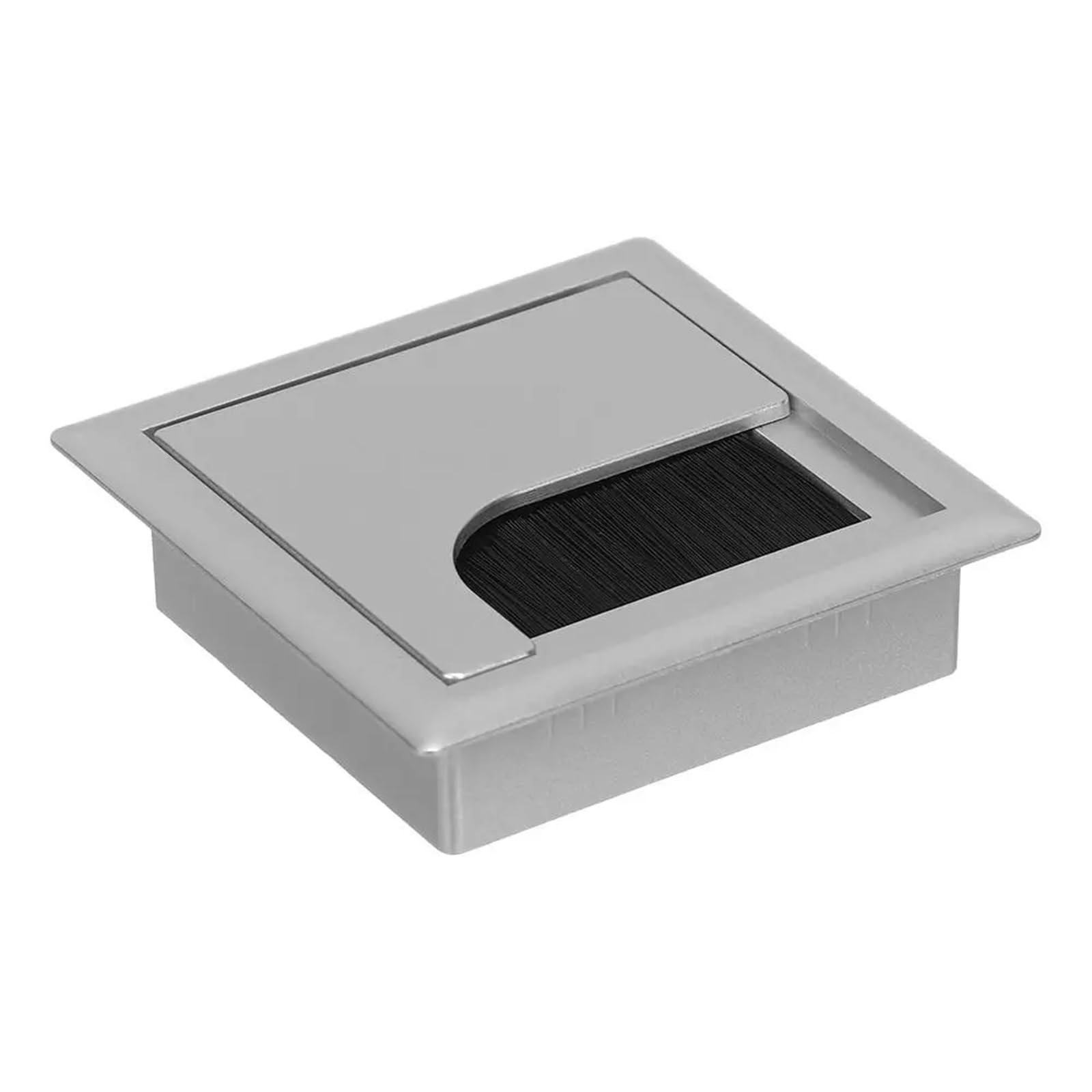Desk Cable Grommet 10Pcs Rectangle Desk Wire Hole Cover Table Outlet Port Computer PC Cable Grommet Holder with Black Brush(Silver-80x80mm)